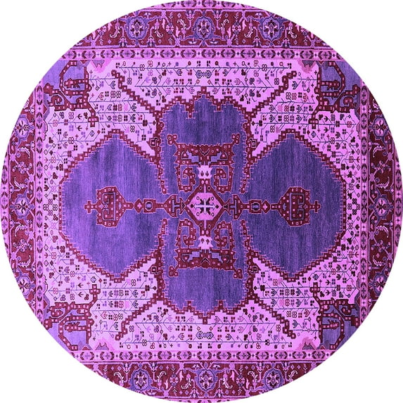 Ahgly Company Indoor Round Oriental Purple Industrial Area Rugs, 3' Round