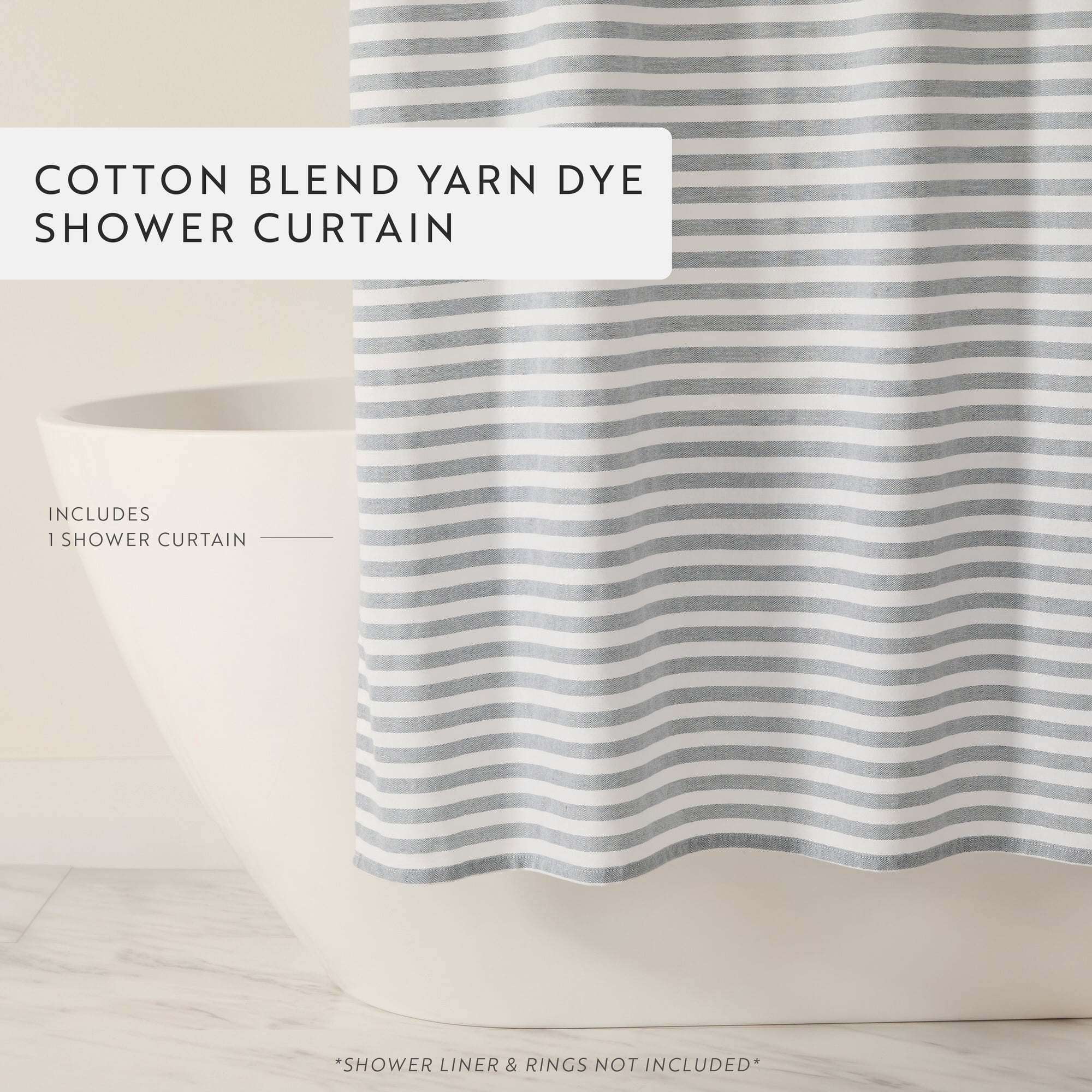 Cotton Blend Classic Stripe Shower Curtain