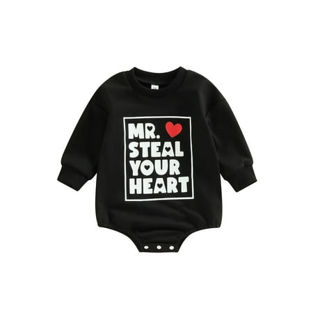

Calsunbaby Valentines Day Baby Boy Girl Clothes Sweatshirt Romper Onesie Heart Seater Bodysuit Spring Baby Clothes 18-24 Months