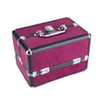 thumbnail image 4 of Estuche de maquillaje de 25 x 17 x 17 cm, gran capacidad, ideal para el hogar, salón, color vino tinto y negro, con fondo negro., 4 of 12