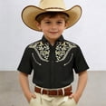 thumbnail image 2 of YM Toddler Boys Summer Clothes, Boys Western Cowboy Print Shirt Short Sleeve Button Down Casual Top for Children And Youth (6-7 Years,Black), 2 of 4