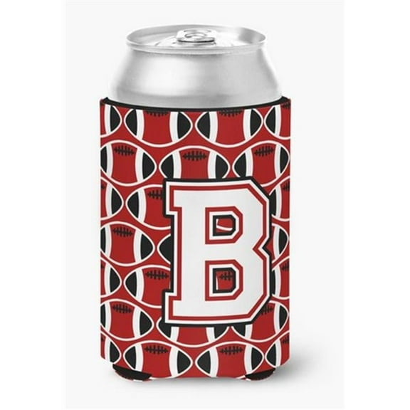 Letter B Football Cardinal & White Can or Bottle Hugger