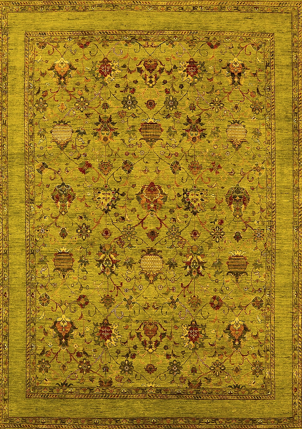 Yellow Rectangular Rug Ahgly Company Machine Washable Indoor Rectangle Oriental Yellow ...