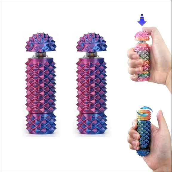 2Pcs Button Click, Spinners, Portable Stim Tool, 3-in-1 Design for Anxiety Relief, Spiky Grippie Stim, 3D Printed Pain Stim Fidget, Pocket Mini Fidget Toy Gifts for Kids