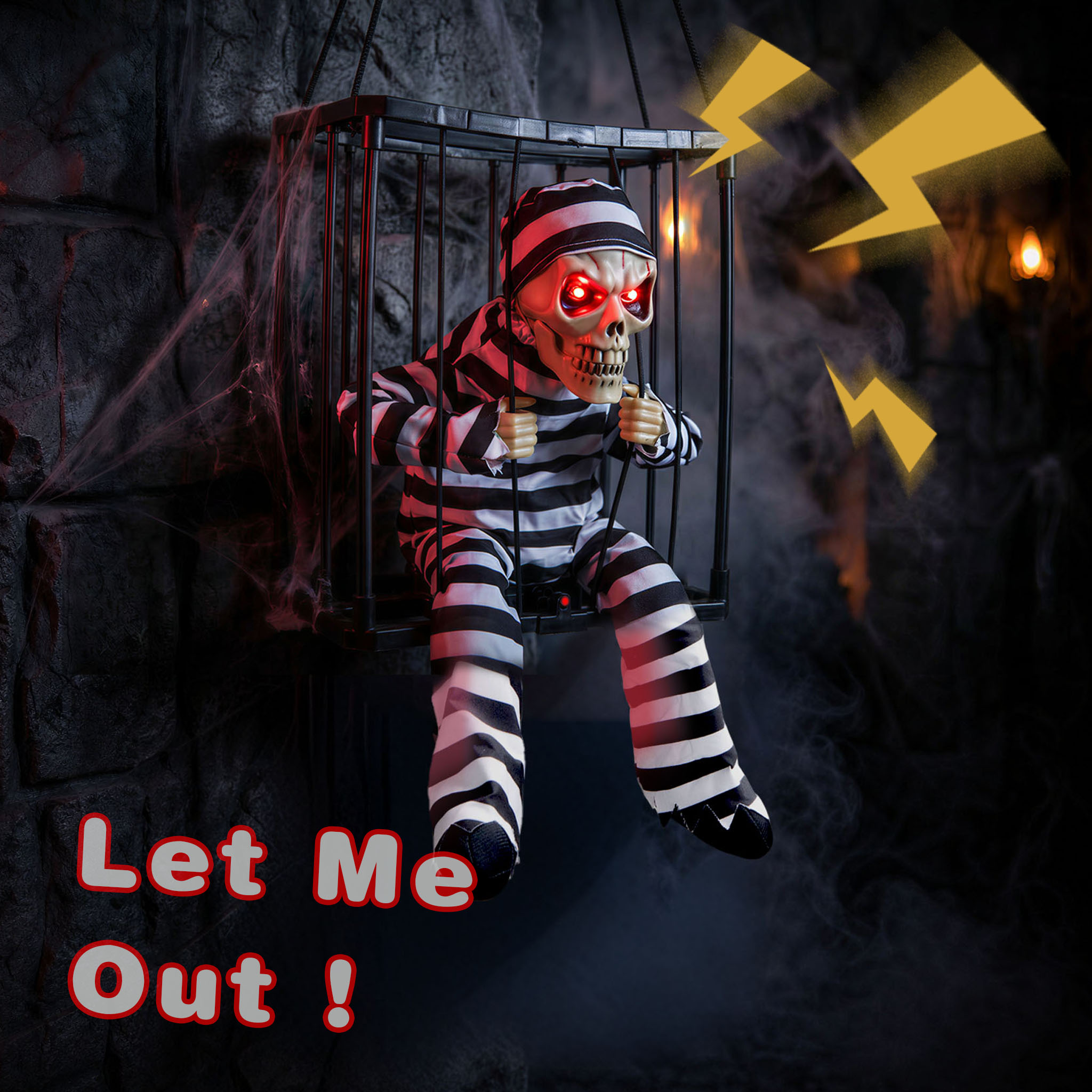 Magotan Screaming Animated Prisoner Cage Halloween Decoration photo 2