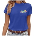 thumbnail image 4 of WEIWEN Dressy Women Tops Crewneck Autism Awareness Teacher Blouses for Women Short Sleeve Shirts Casual Summer Tops (Blue, S), 4 of 5