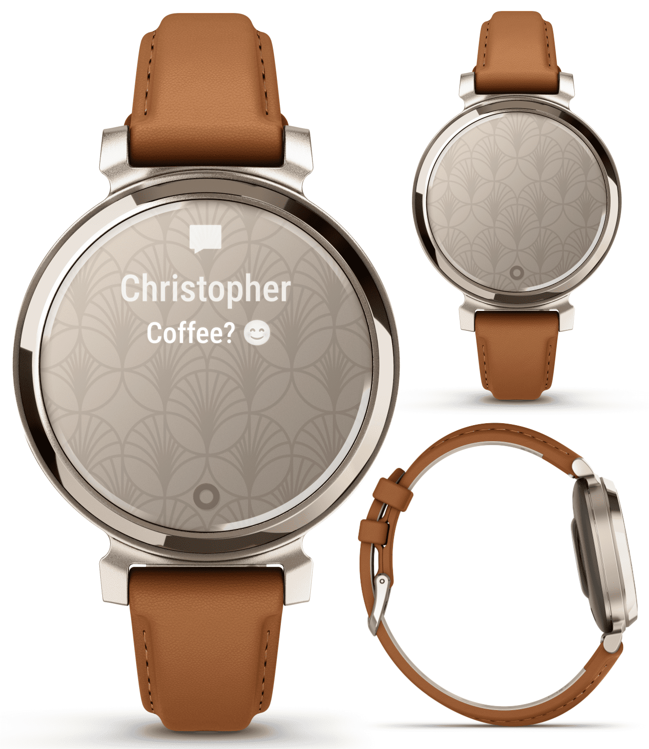 Garmin Lily 2 Classic - Cream Gold with Tan Leather Band: Women Stylish Smartwatch w/ contactless payments | Up to 5 days Battery Life, Health & Fitness tracker. 010-02839-02 + Wearable4U Gift Bundle