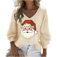 thumbnail image 3 of Craaazy Christmas Womens Shirts Christmas Printed Long Sleeve V Neck Fashion Clothing Xmas Womens Tops Gifts, 3 of 3