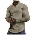 thumbnail image 2 of LIUJUNSHOP Basic Men's Crewneck Sweatshirt Men's Hoodless Sweatshirt Stand Collar Half Zip Pullover Long Sleeve, 2 of 5