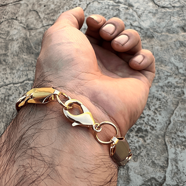 Men's 14K Gold Plated Figaro Hip Hop Bracelet 8
