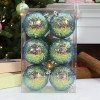 Pack de 6 bolas navideñas verdes | Adornos de plástico de 6 cm para árbol con lentejuelas brillantes | Decoración festiva colgante para árbol, coronas y guirnaldas