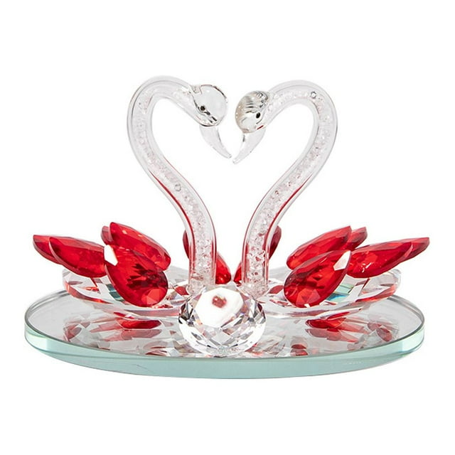 relayinert Craft Crystal Swan Simulation Comfortable Animal Figurines Fine Workmanship Ornament Accessory Home Office Gift Red