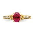 thumbnail image 4 of Auriga 14K Yellow Gold Polished Side Hearts Ruby and Diamond Ring Size 7 (0.13ct, Clarity- I2)for Women, 4 of 6