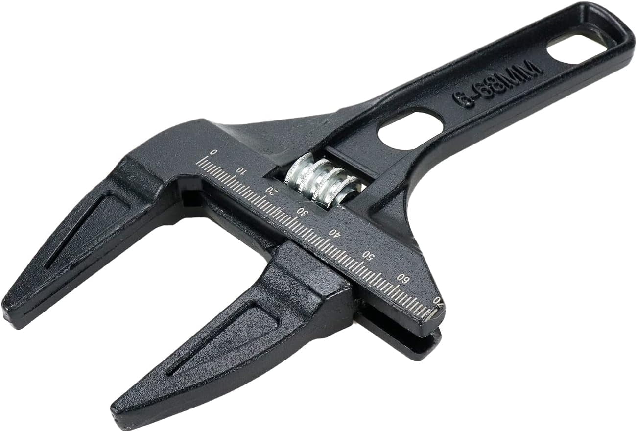 MKEUDQ-1Pc Adjustable Wrench 6-68mm Plumbing Wrench Spanner Wrench for Bathroom Kitchen Black