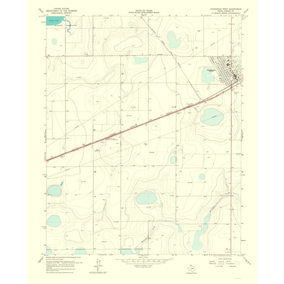 Topographical Map - Panhandle Texas West Quad - USGS 1967 - Vintage Wall Art