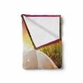 thumbnail image 2 of Summer Soft Flannel Fleece Throw Blanket, Sunset at the Beach Flip Flops Umbrella and Palm Trees Illustration, Cozy Plush for Indoor and Outdoor Use, 70" x 90", Orange and Yellow, by Ambesonne, 2 of 6