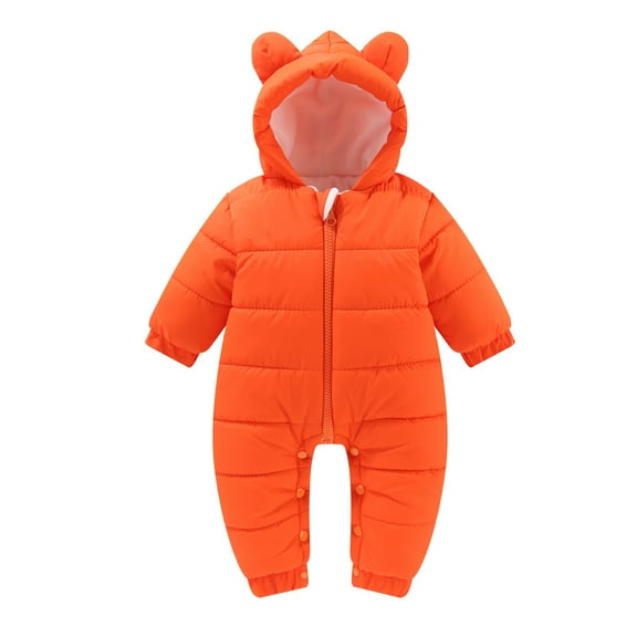 REDARER Baby Bear Ears Snowsuit, Hooded Padded Jumpsuit for Boys Girls, Warm Winter Romper Outwear,Size:6-12 Months