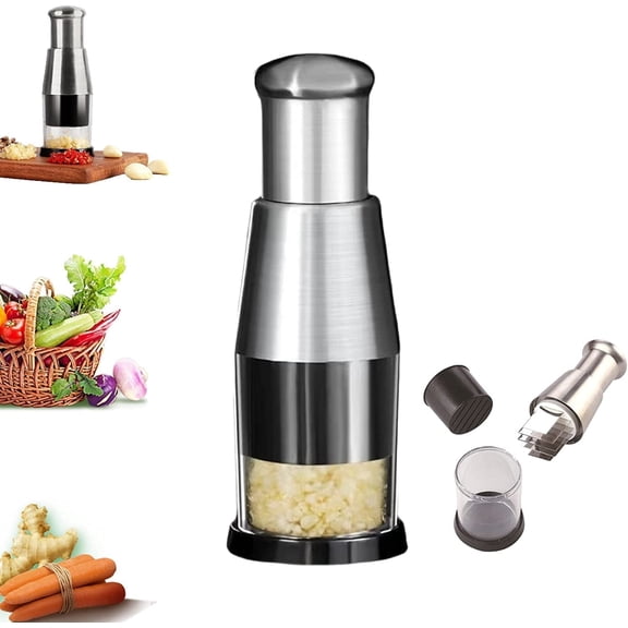 Wzw Multifunctional Stainless Steel Garlic Chopper Onion Press Manual Vegetable Chopper Easy Clean Silver Knives