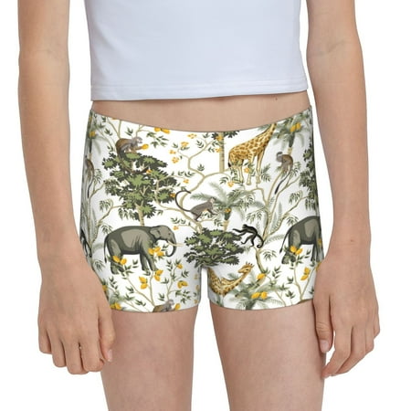 Pofeuu Vintage Animals Palm Tree Print Soft Cotton Girls Boyshort panties Toddler Underwear-X-Large
