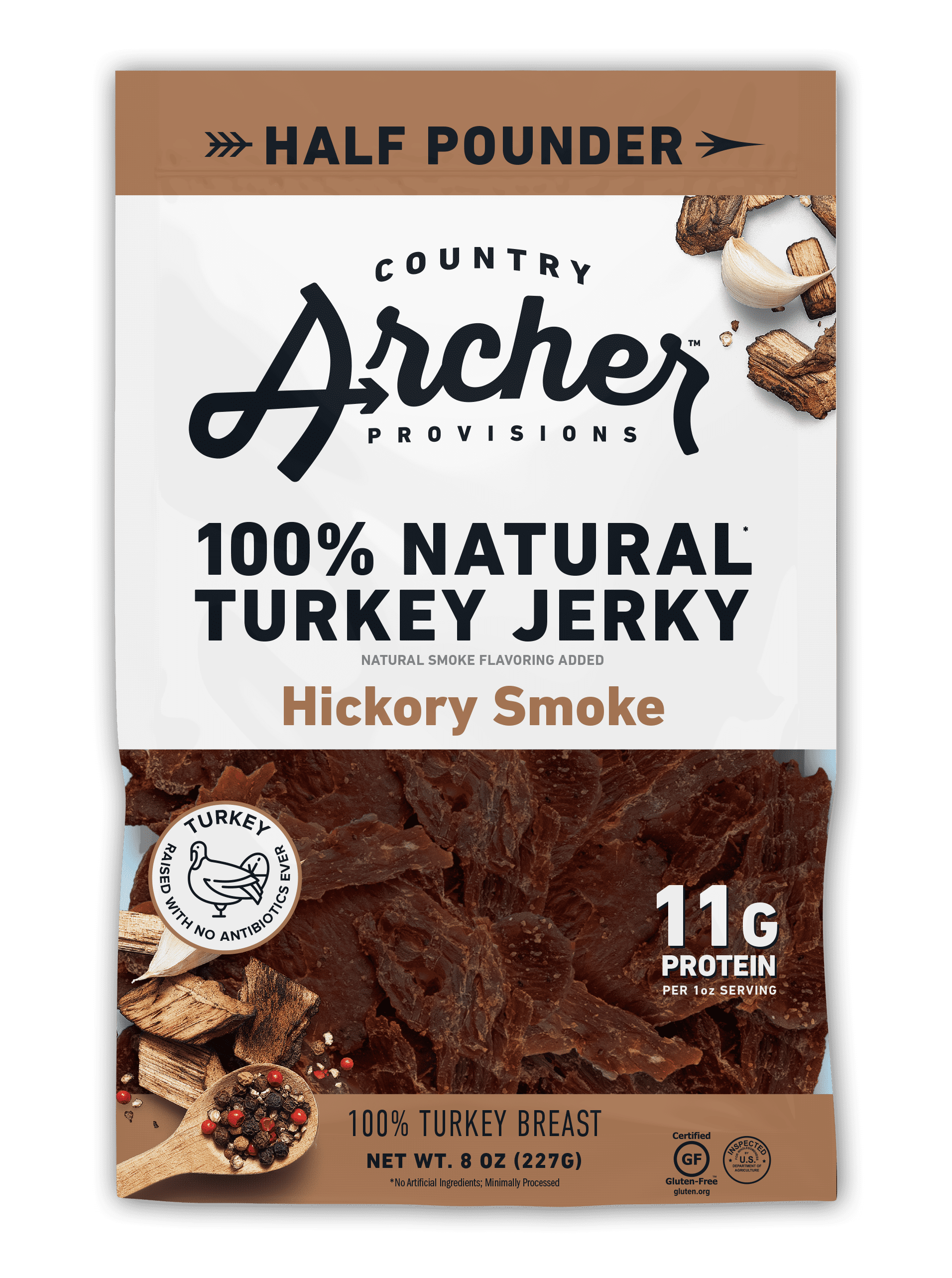 Country Archer Jerky Co Smoked Turkey Jerky Hickory 8oz 1 Bag Walmart Com Walmart Com