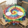 thumbnail image 3 of Colorful Tie Dye Pattern Round Tablecloth 60"x60",Wrinkle Wipeable Table Cloth for Kitchen Dining Room Picnic Patio Party, 3 of 6