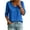 Blue, variant on Womens T-Shirts Solid Color V-Neck Three Quarter Sleeve Loose Fit Pullover Tops Soft Cotton Blend Lightweight Breathable Jersey Knit Shirts Summer Spring Apparel White L