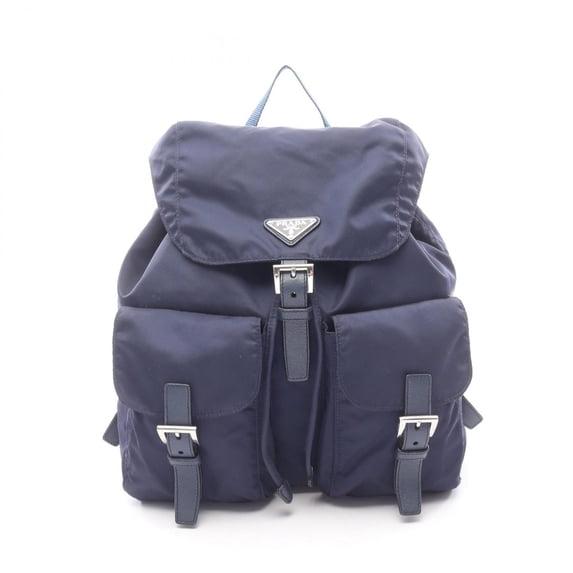 Pre-Owned Prada backpack/handbag, nylon and Saffiano leather, women's, navy.
