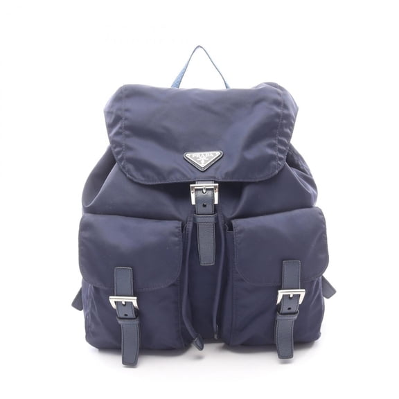 Pre-Owned Prada backpack/handbag, nylon and Saffiano leather, women's, navy.