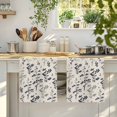 thumbnail image 4 of Grey Black Botanical Kitchen Towels Set of 2, Rustic Country Spring Floral Summer Leaf Absorbent Dish Towels for Kitchen, Microfiber Hand Towel, Quick Drying Tea Towel Decorative Dishcloths, 4 of 7