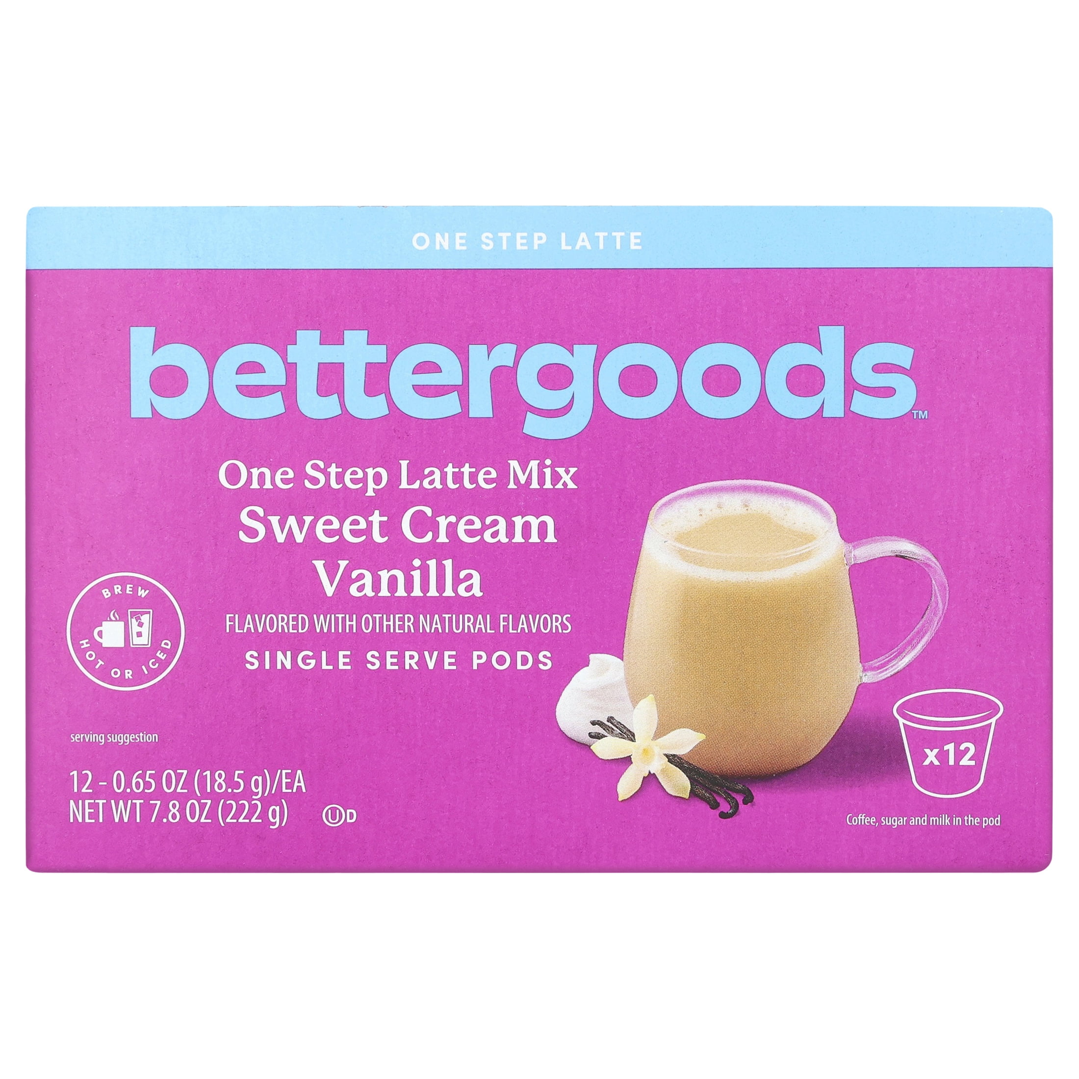 bettergoods One Step Latte Vanilla Cream Single Serve Pods, 12 Count