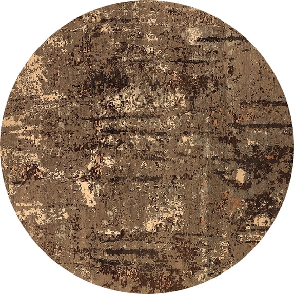 Ahgly Company Indoor Round Oriental Brown Industrial Area Rugs, 6' Round
