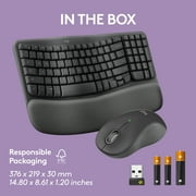 Logitech Wave Keys Combo, Wireless Ergonomic Keyboard with Signature M550 L Wireless Mouse, Graphite