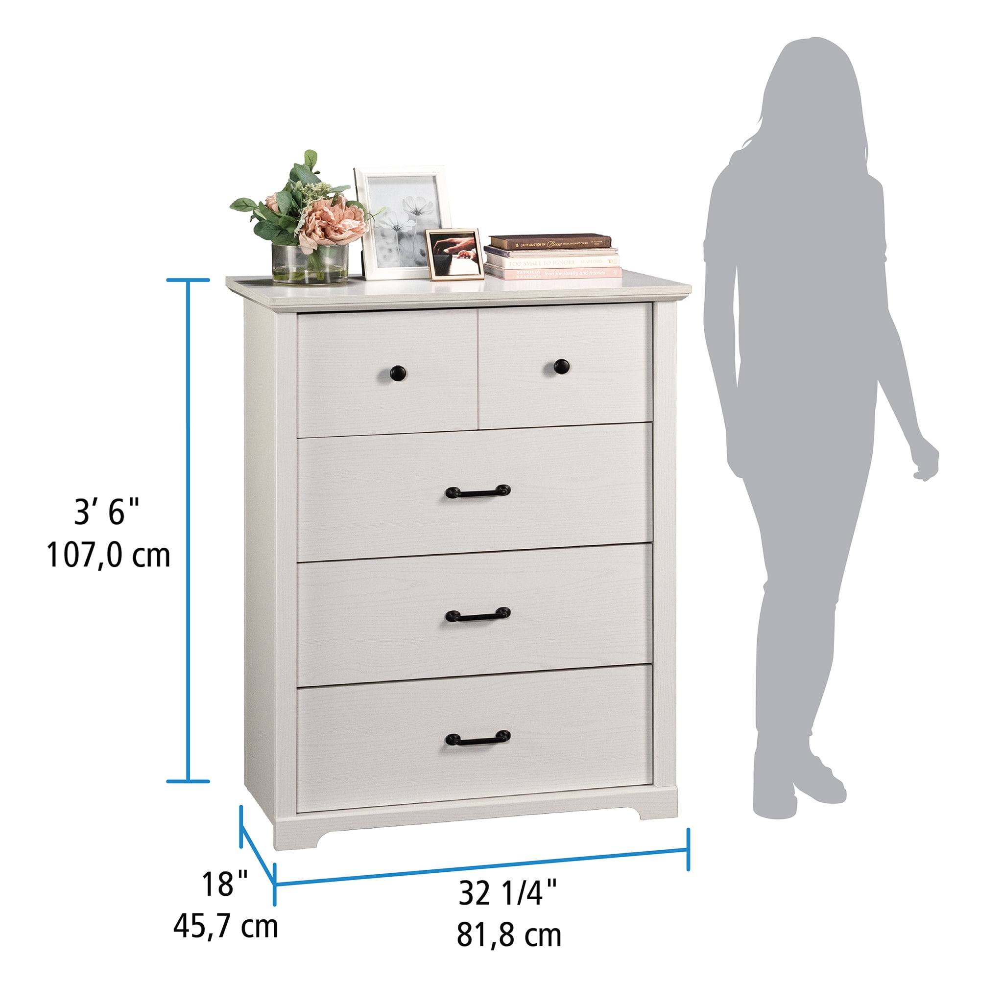 Mainstays Harrington 4 Drawer Dresser, White Wood Finish