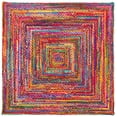 thumbnail image 2 of SAFAVIEH Braided Daphne Geometric Cotton Reversible Area Rug, Red/Multi, 3' x 3' Square, 2 of 11