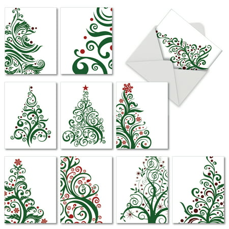M5019XTG Just Fir You: 10 Assorted Christmas Thank You Note Cards with Envelopes, The Best Card