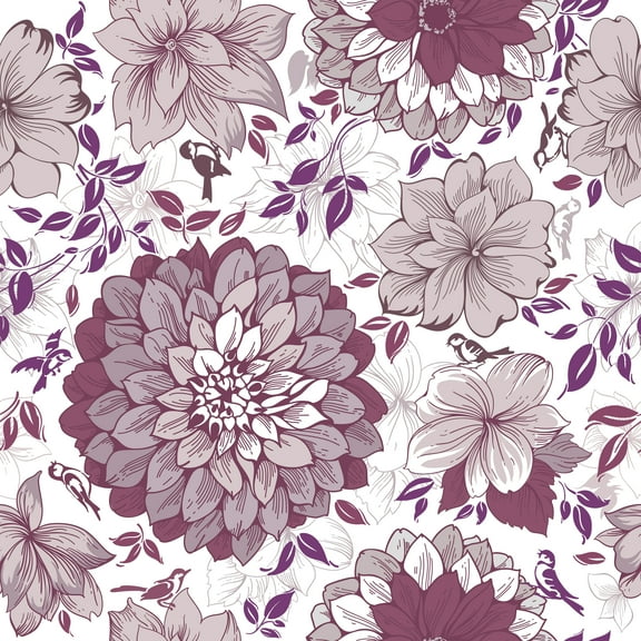 Karissma Violet Floral Removable Wallpaper 10'L x 24''W