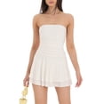 thumbnail image 1 of SUNSIOM Robe Mini Froncée pour Femmes Robe d'Été Sans Bretelles Couleur Unie Robe Courte Superposée, 1 of 5
