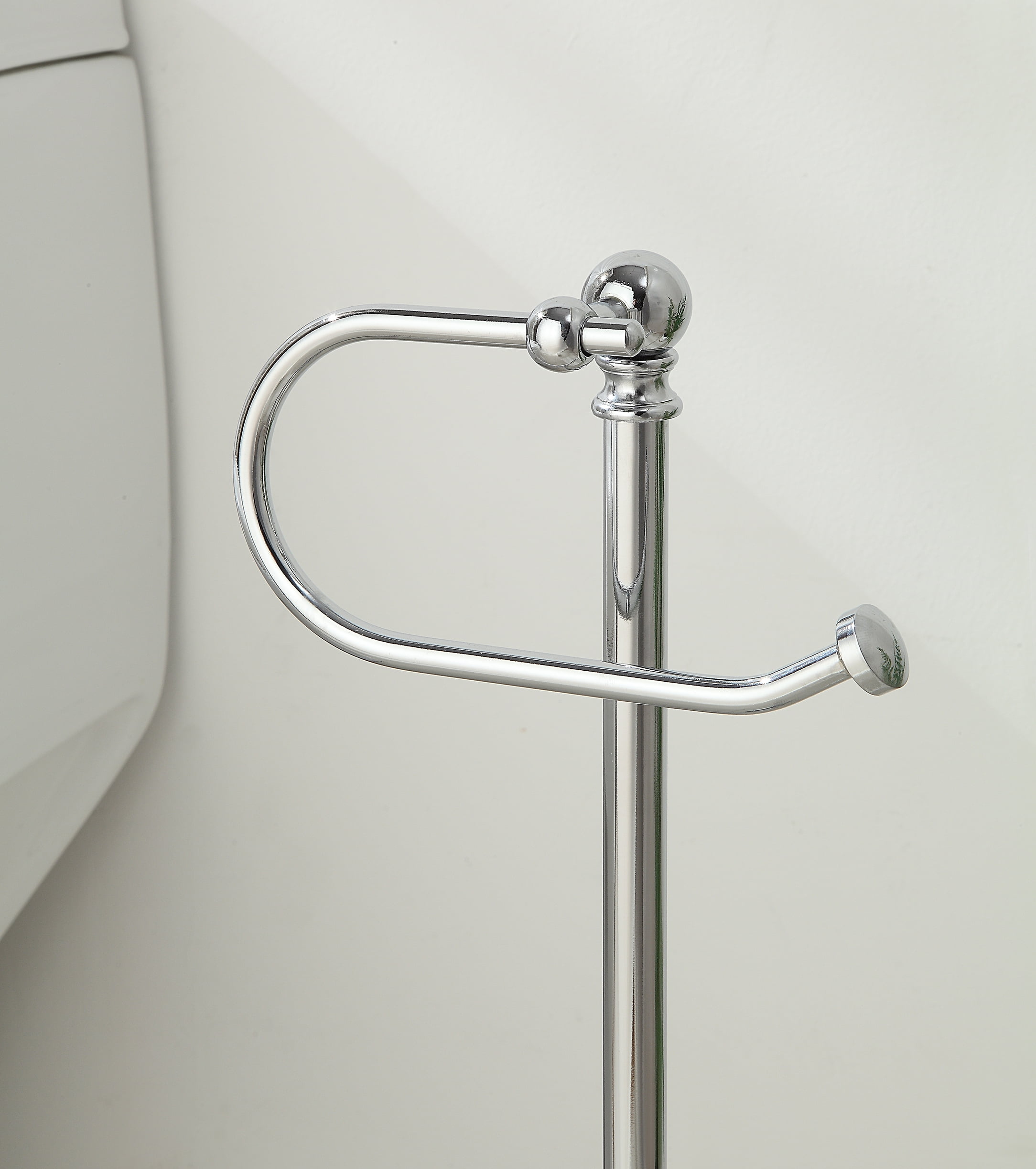 SunnyPoint Classic Free Standing Toilet Tissue Paper Roll Holder Stand; Chrome