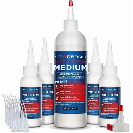 Premium Grade Cyanoacrylate (CA) Super Glue by Starbond - 16 oz. Complete Refill KIT (453g) - with Extra Bottles, Caps, and Microtips - for Woodturning, Pen Turning, Hobby, Lapidary, Acrylic Nails