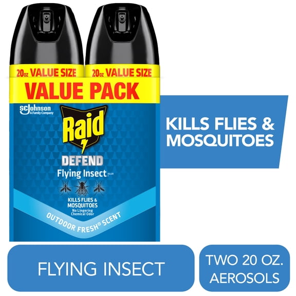 Raid Outdoor Defense Flying Insect Killer Bug Spray Value Size, 20 oz