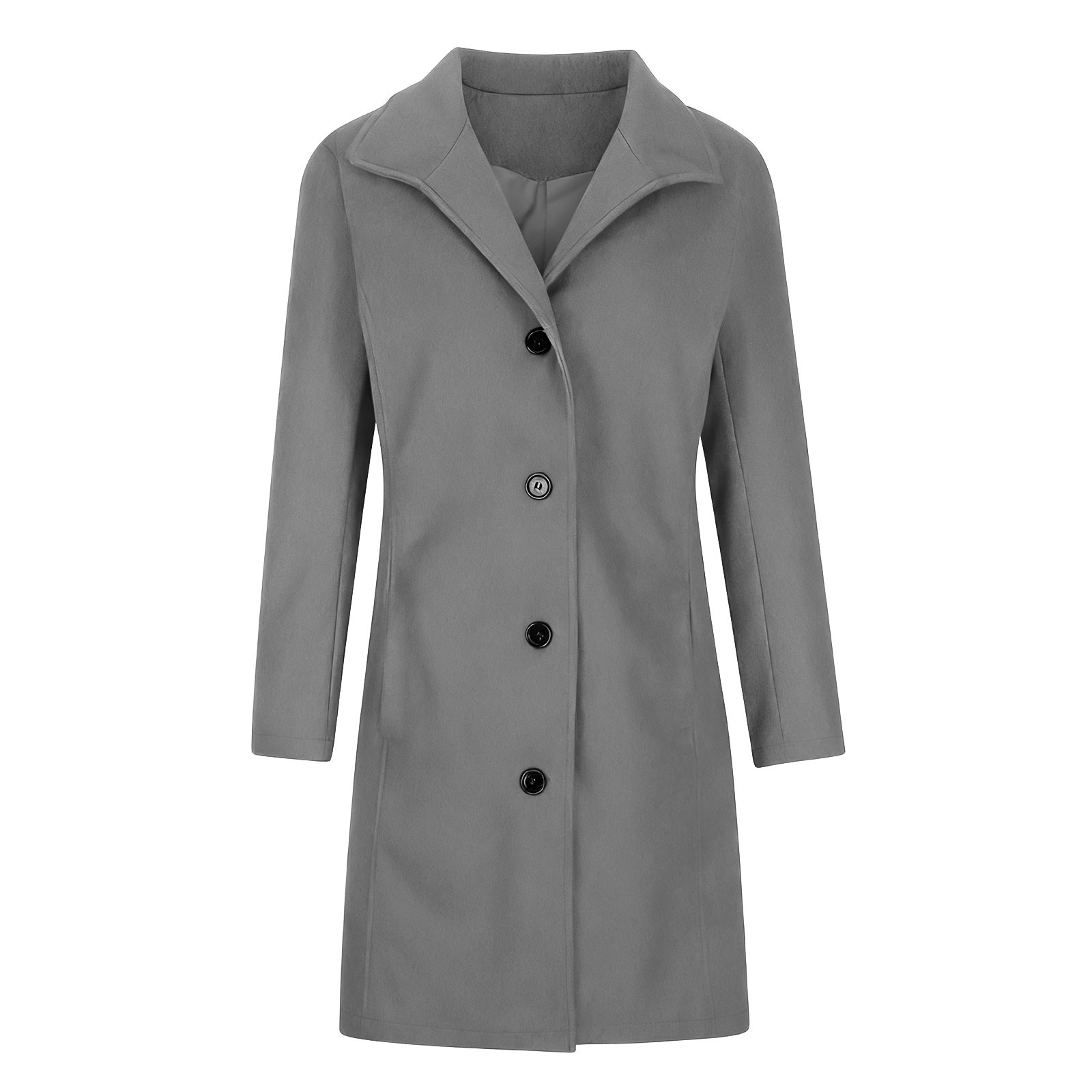 Men's Wool Blend Trench Coat Notched Collar Lapel Slim Fit Long