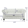 thumbnail image 4 of Traditional PU Leather Tufted Chesterfield Loveseat, Rolled Arm Loveseat, Faux Leather Upholstered Living Room Loveseat Sofa, White, 4 of 16