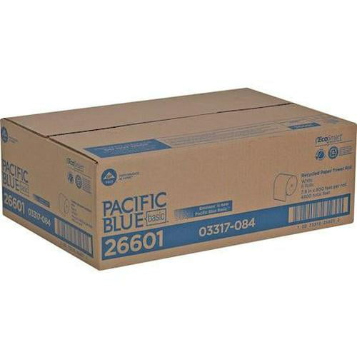 Georgia-Pacific Pacific Blue Basic Hardwound Paper Towels, Continuous Roll, 7 7/8 in W, 800 ft, White, 6 Pack