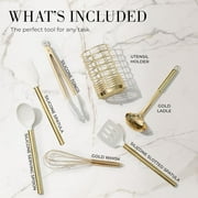 Styled Settings White & Gold Silicone Cooking Utensils Set with Holder