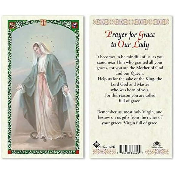 Lady of Grace English HOLY Card Laminated Prayer Cards