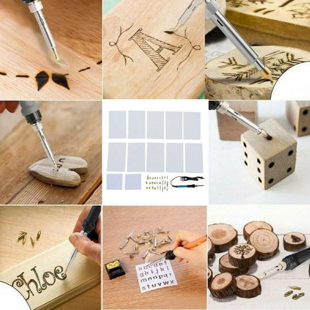 YLSHRF Wood Burning Kit 39pcs Electric Wood Burning Pen 60W Soldering Iron Kit Pyrography Craft Tool 110V US Plug Soldering Pyrography Kit