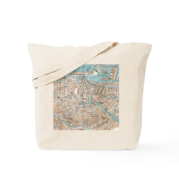 CafePress - Vintage Map Of Amsterdam (1905) Tote Bag - Unisex Canvas Tote Bag, Beige, 1-Piece