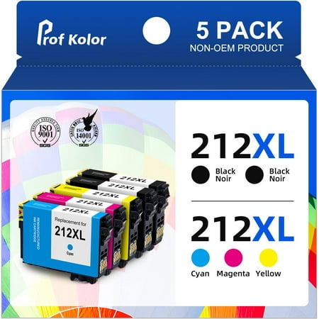 212XL Ink for Epson 212 Ink for Epson 212XL Ink Cartridges for Epson XP-4105 XP-4100 Epson WF-2850 WF-2830 Printer(5 Pack,2 Black,1 Cyan,1 Magenta,1 Yellow)