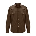 thumbnail image 4 of pstuiky mangas largas para hombre, Chaqueta tipo cárdigan de manga larga con solapa y botones, color liso, para hombre, con múltiples bolsillos Tops de hombre m, 4 of 6