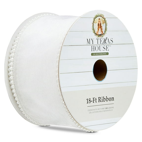 White Pearl Christmas Ribbon, 18', by My Texas House